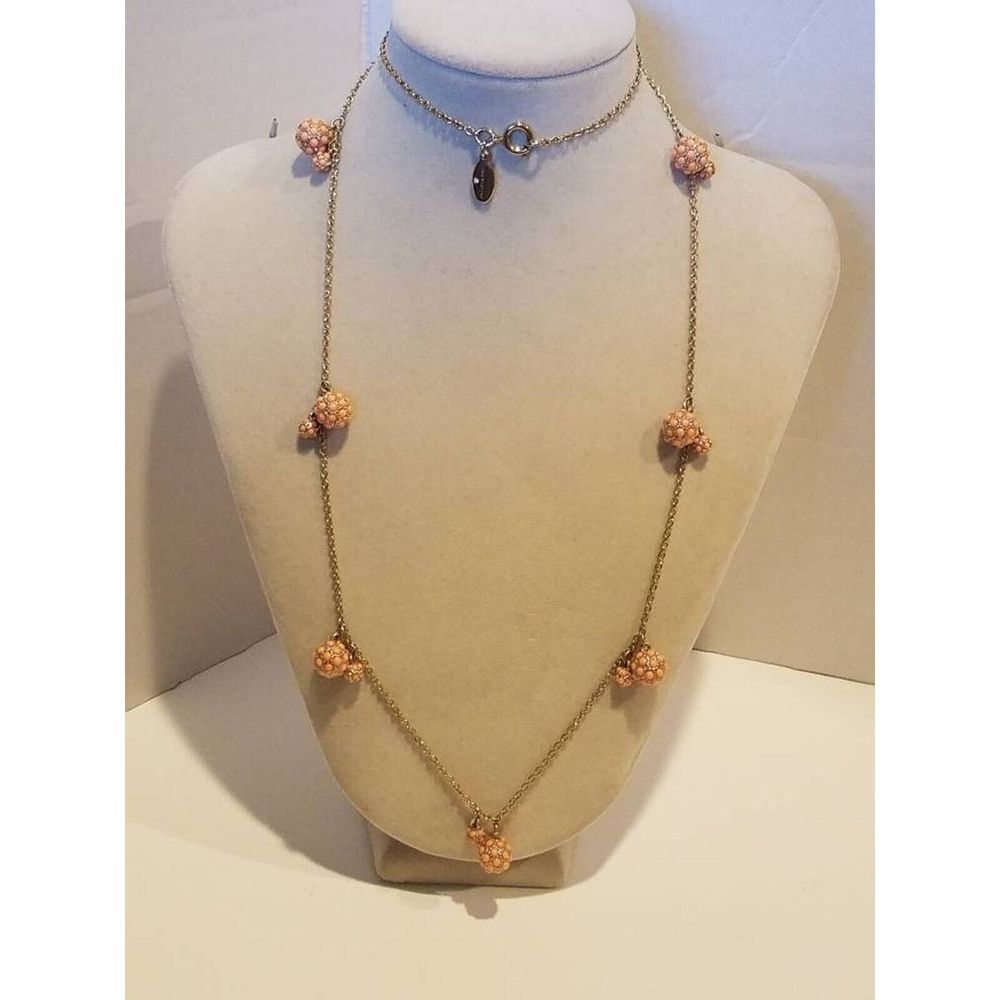 Vintage Ann Taylor‎ necklace pink salmon and gold tone